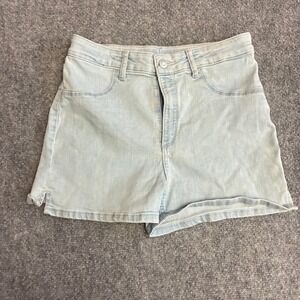 H&M Denim Shorts Girls 20 Light Blue High Rise Rolled Hem Side Slit